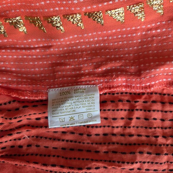 Lemonwood BOHO blouse with flared sleeve. Peplum. Orange with gold. Size S - Picture 6 of 6